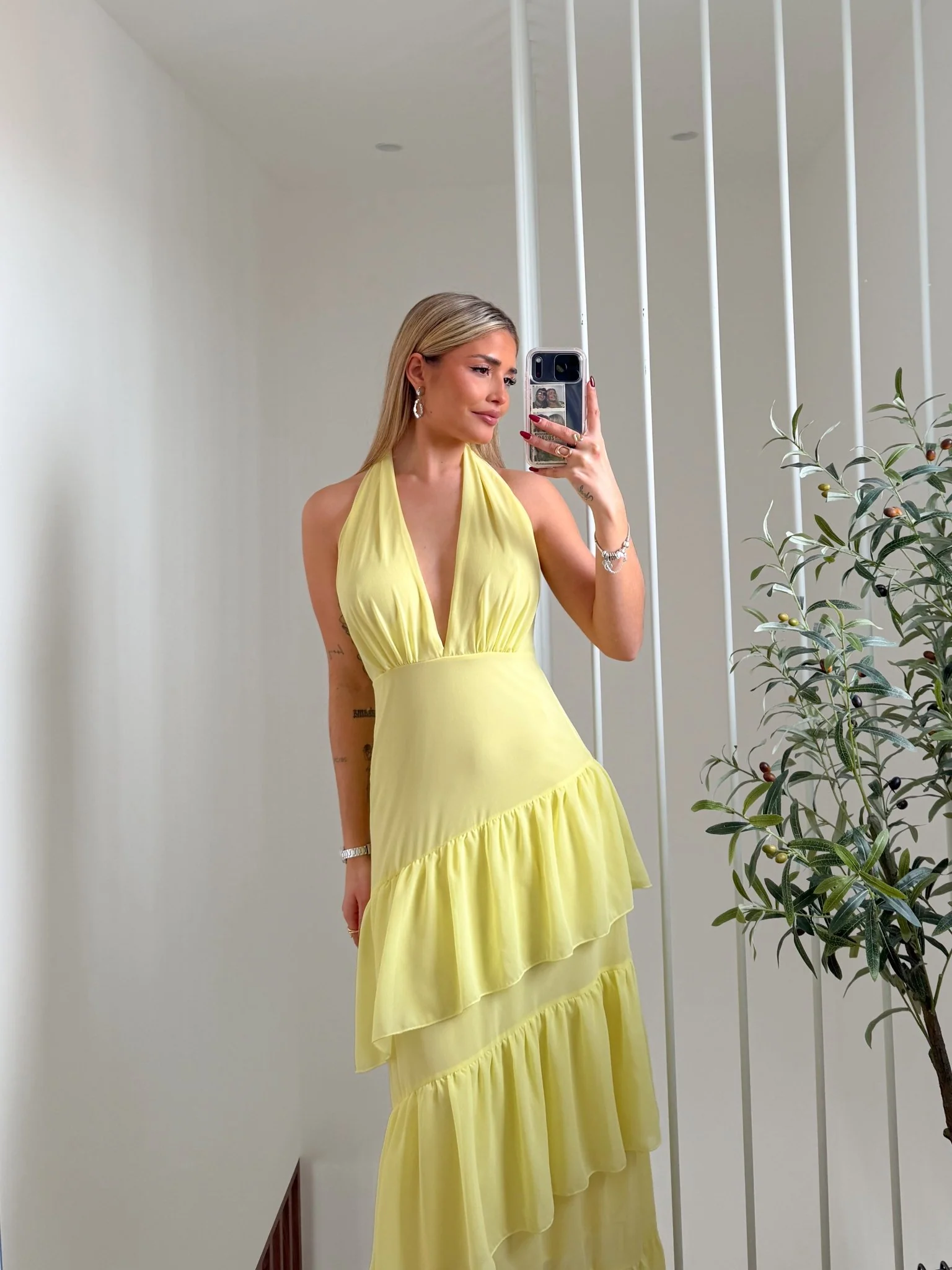 Vestido pico volantes amarillo - Image 12