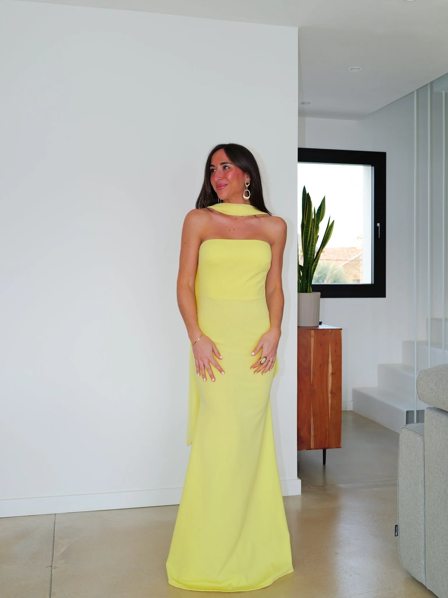Vestido sirena choker tulle amarillo - Image 7