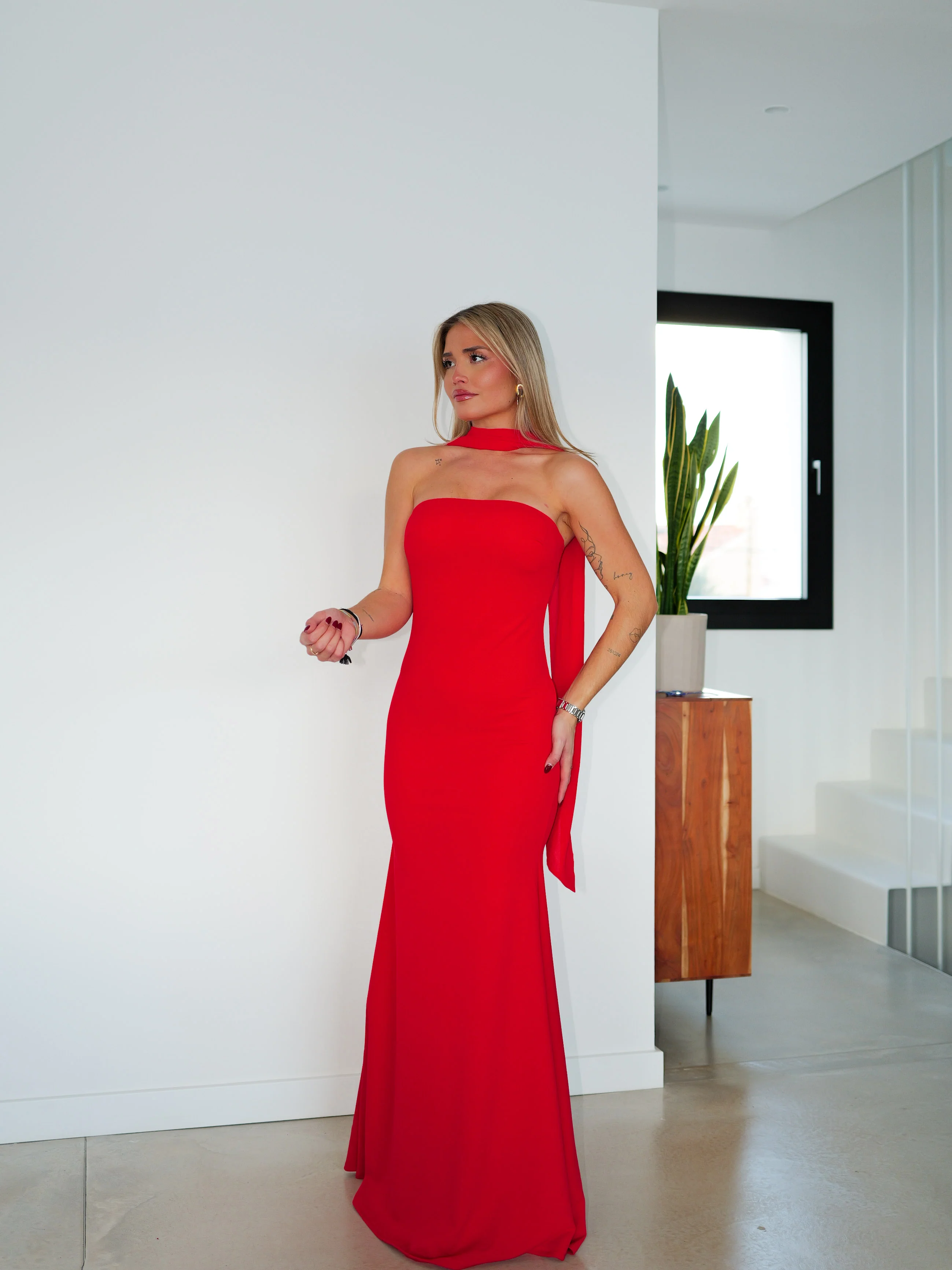 Vestido sirena choker tulle rojo - Image 4