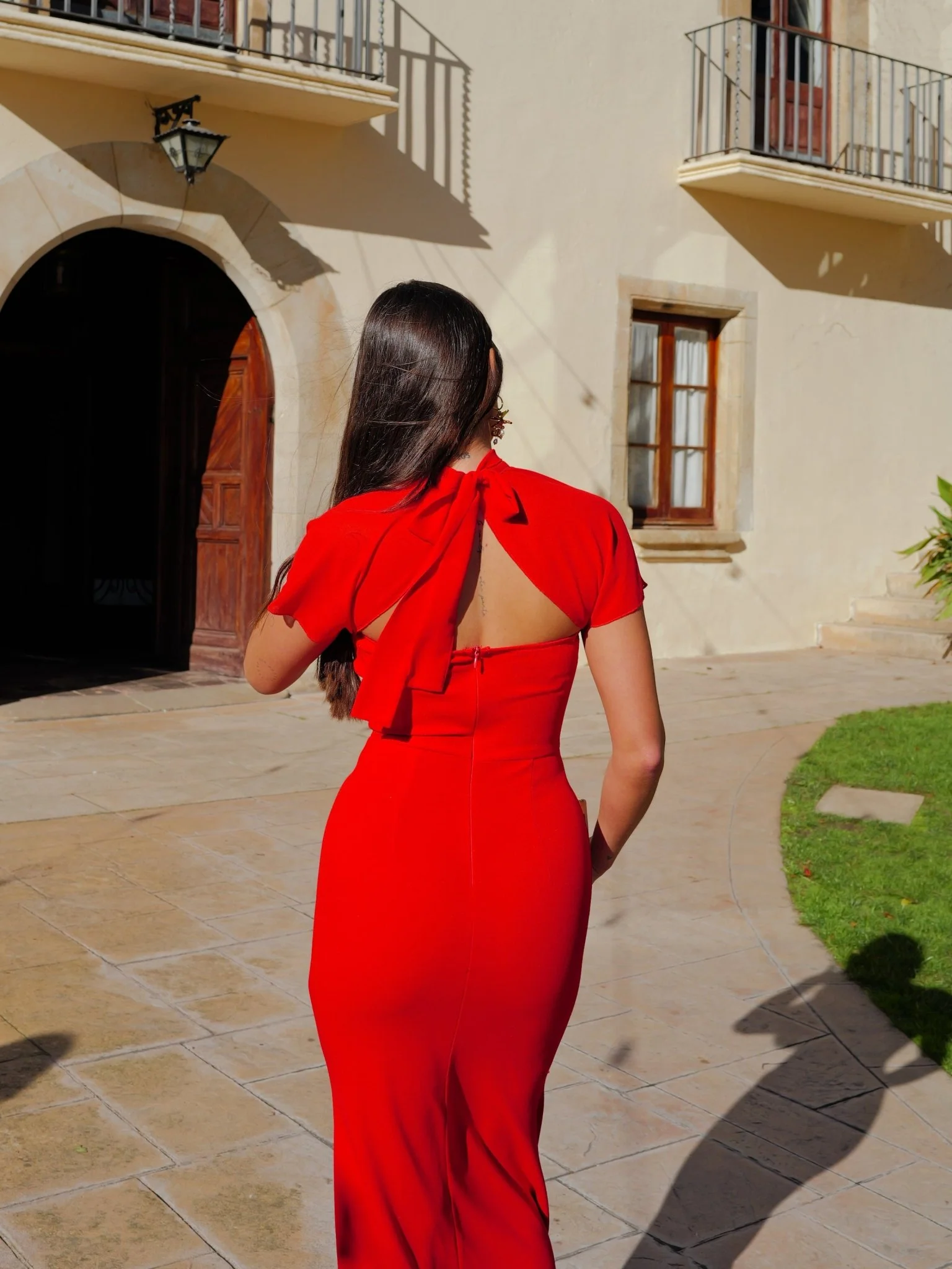 Vestido sirena manga tulle rojo - Image 6