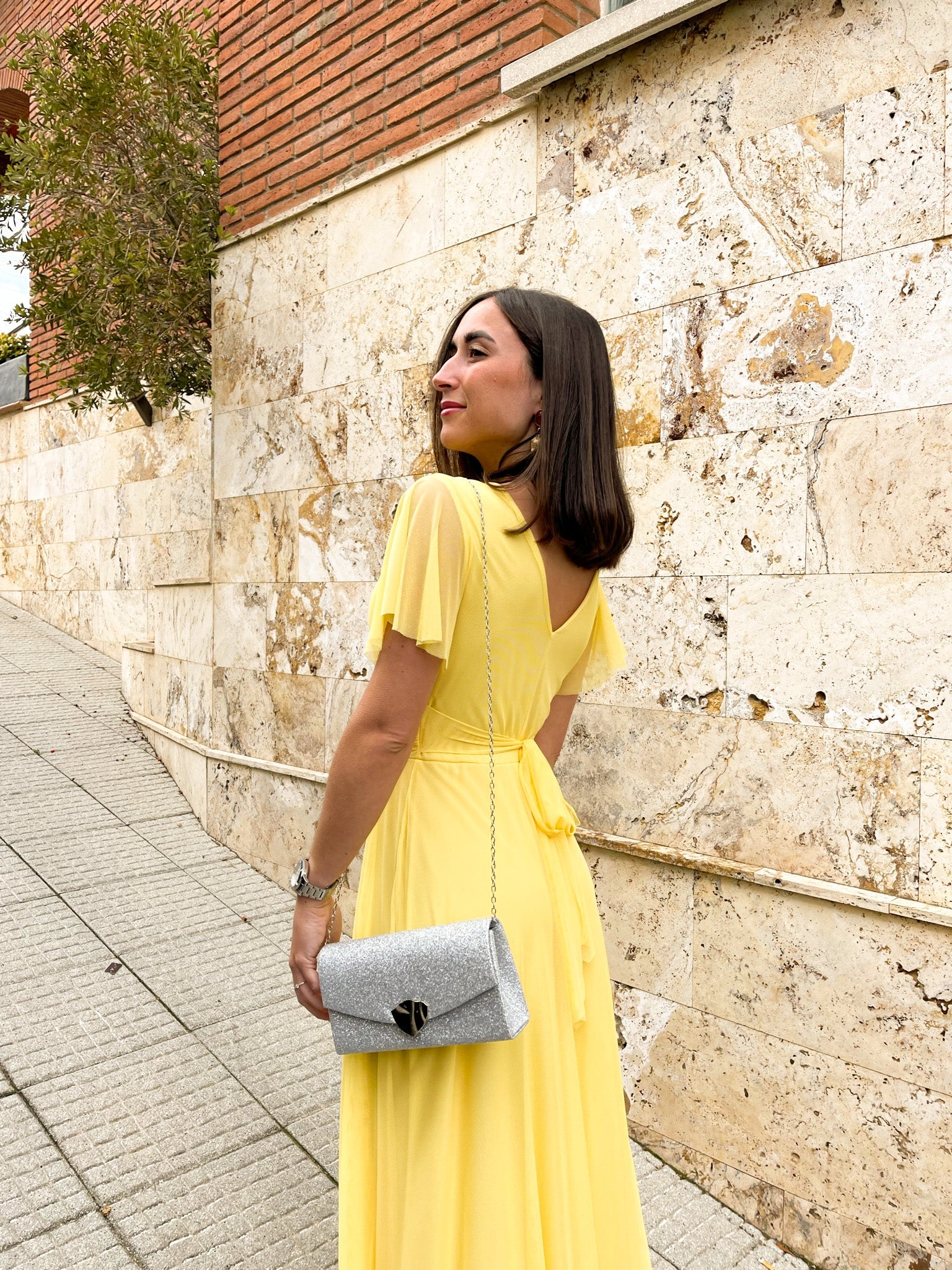 Vestido tulle manga amarillo - Image 7