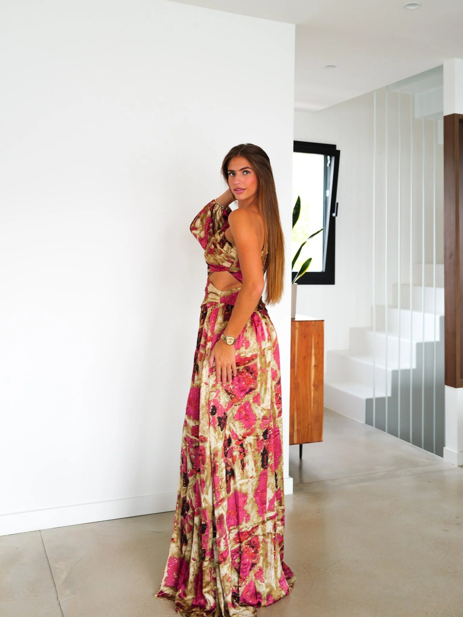 Vestido tulle manga asim estampado - Image 3