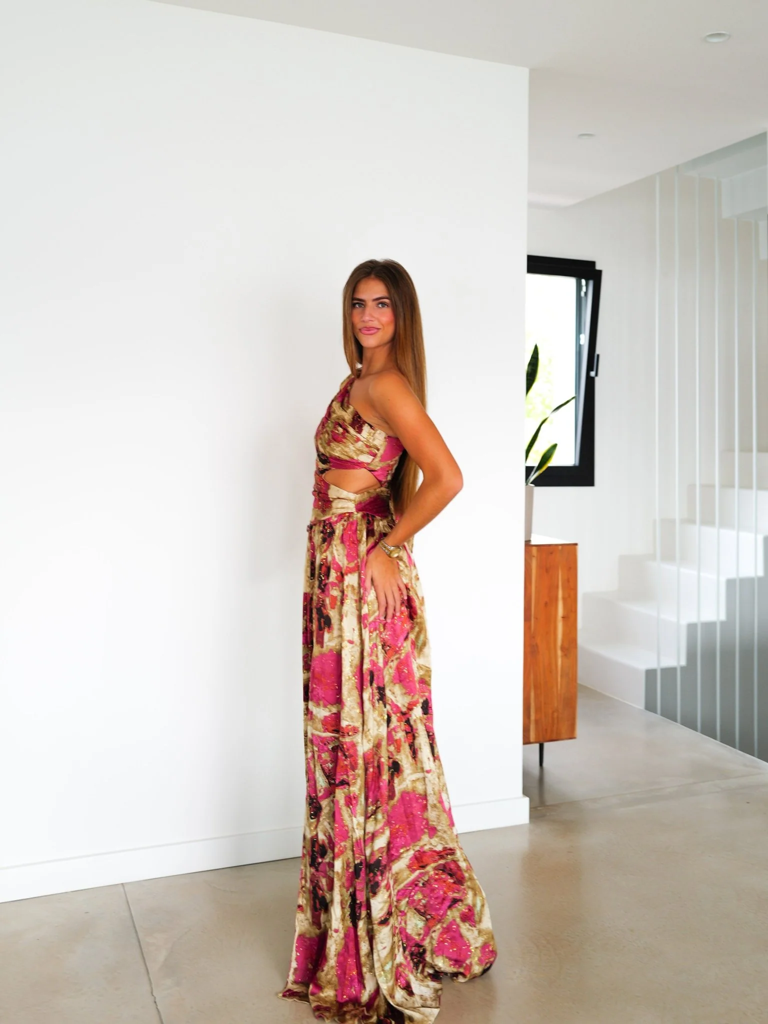 Vestido tulle manga asim estampado - Image 4