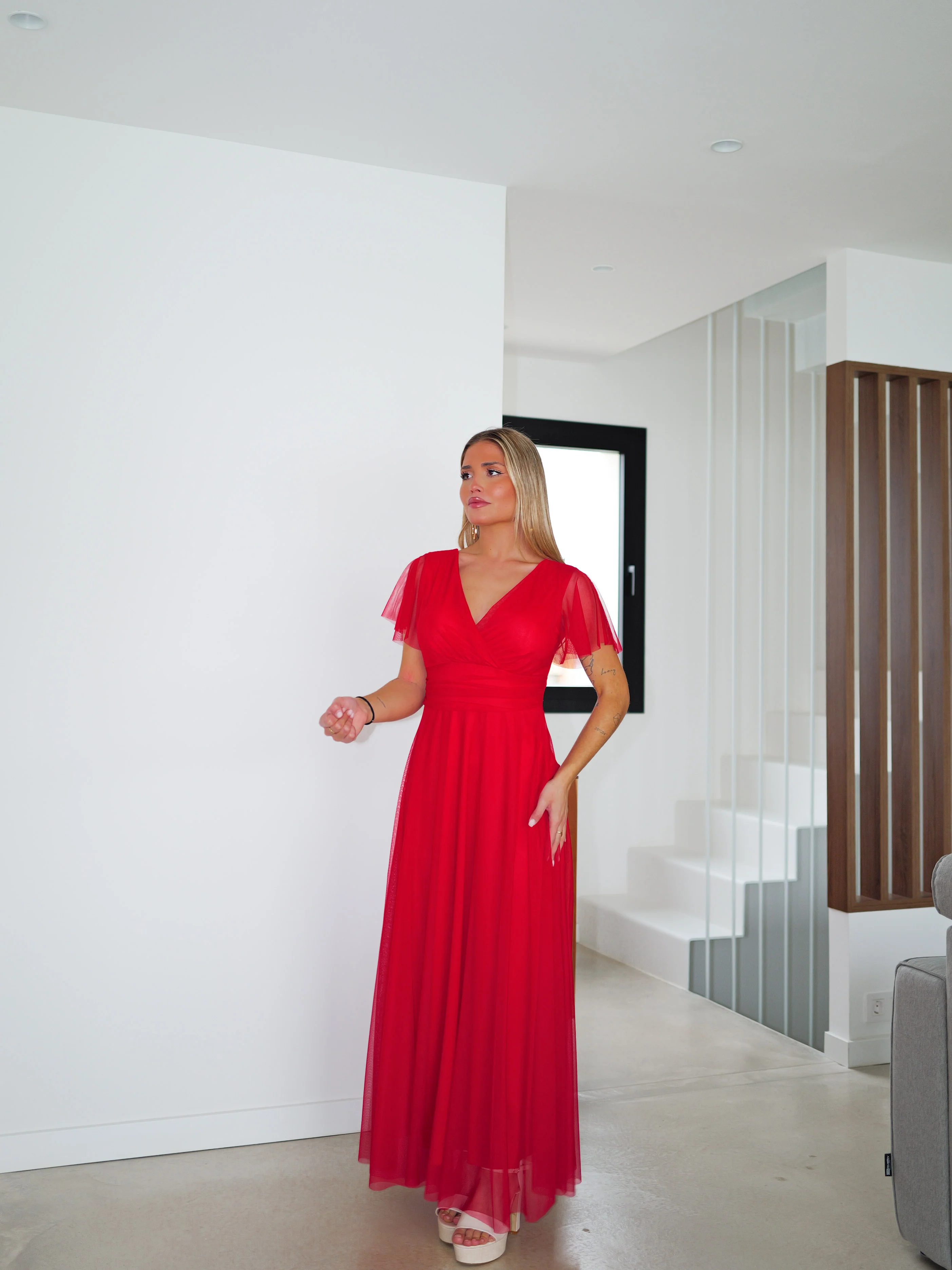 Vestido tulle manga rojo - Image 4