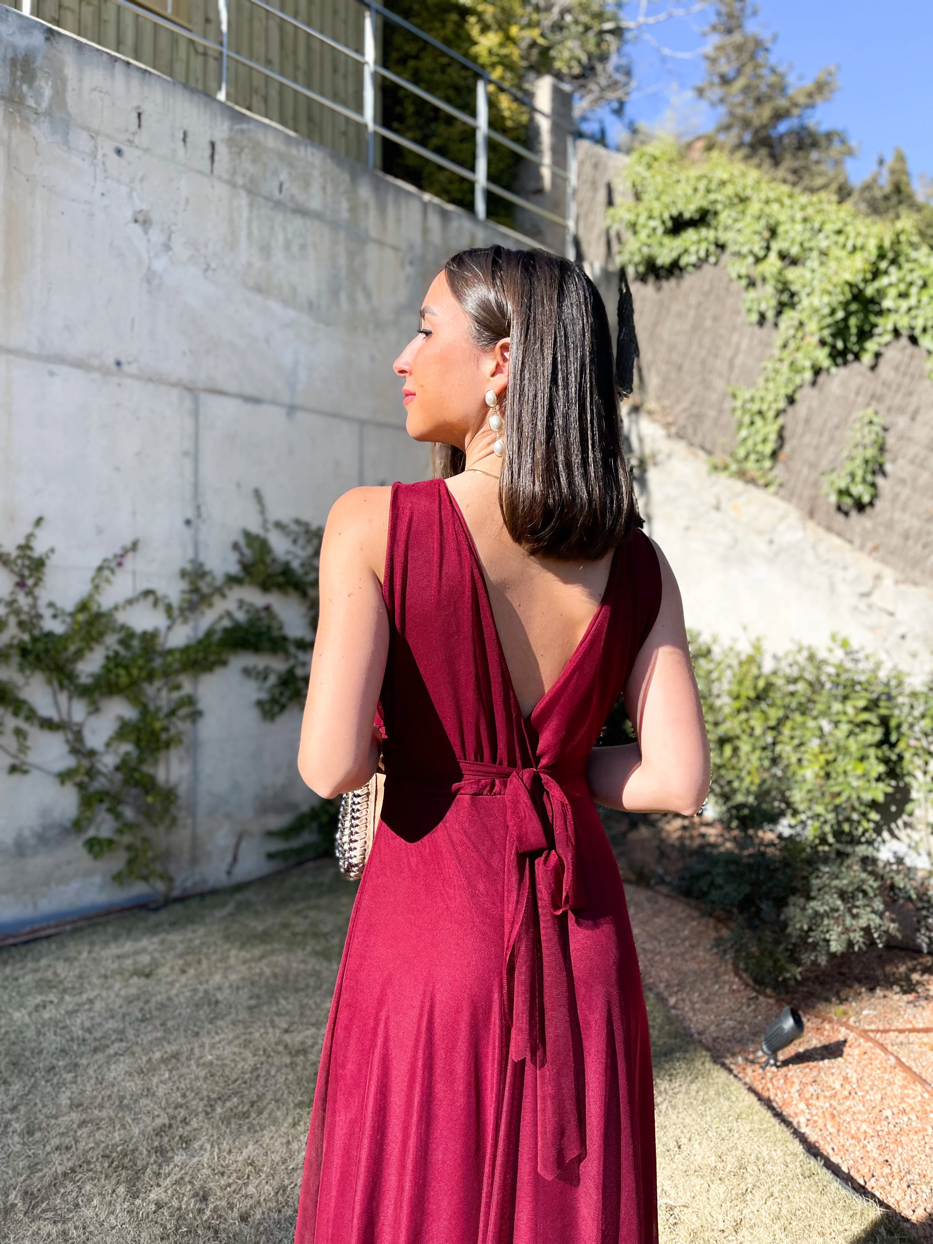 Vestido tulle pico burdeos - Image 4