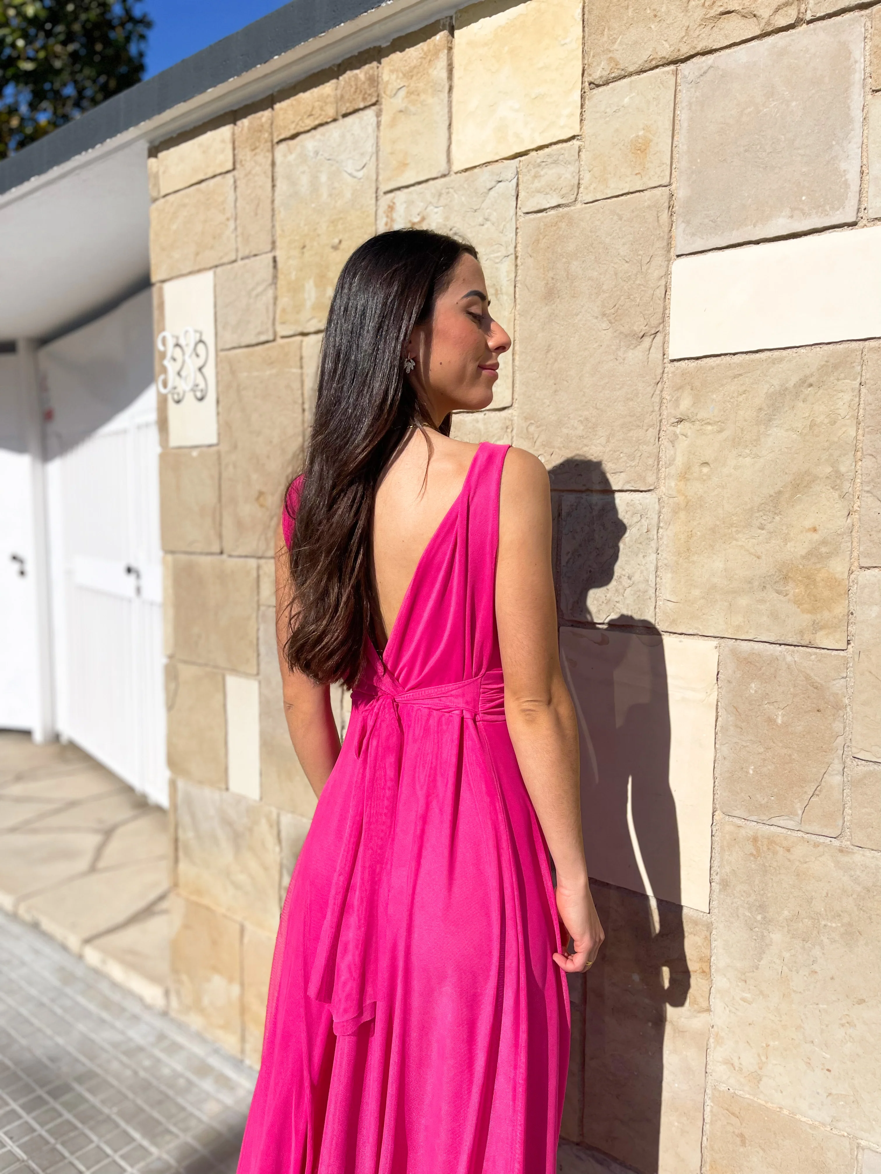 Vestido tulle pico fucsia - Image 3
