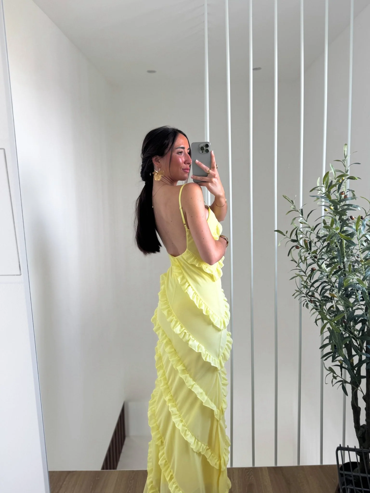 Vestido volantes crepe amarillo - Image 14
