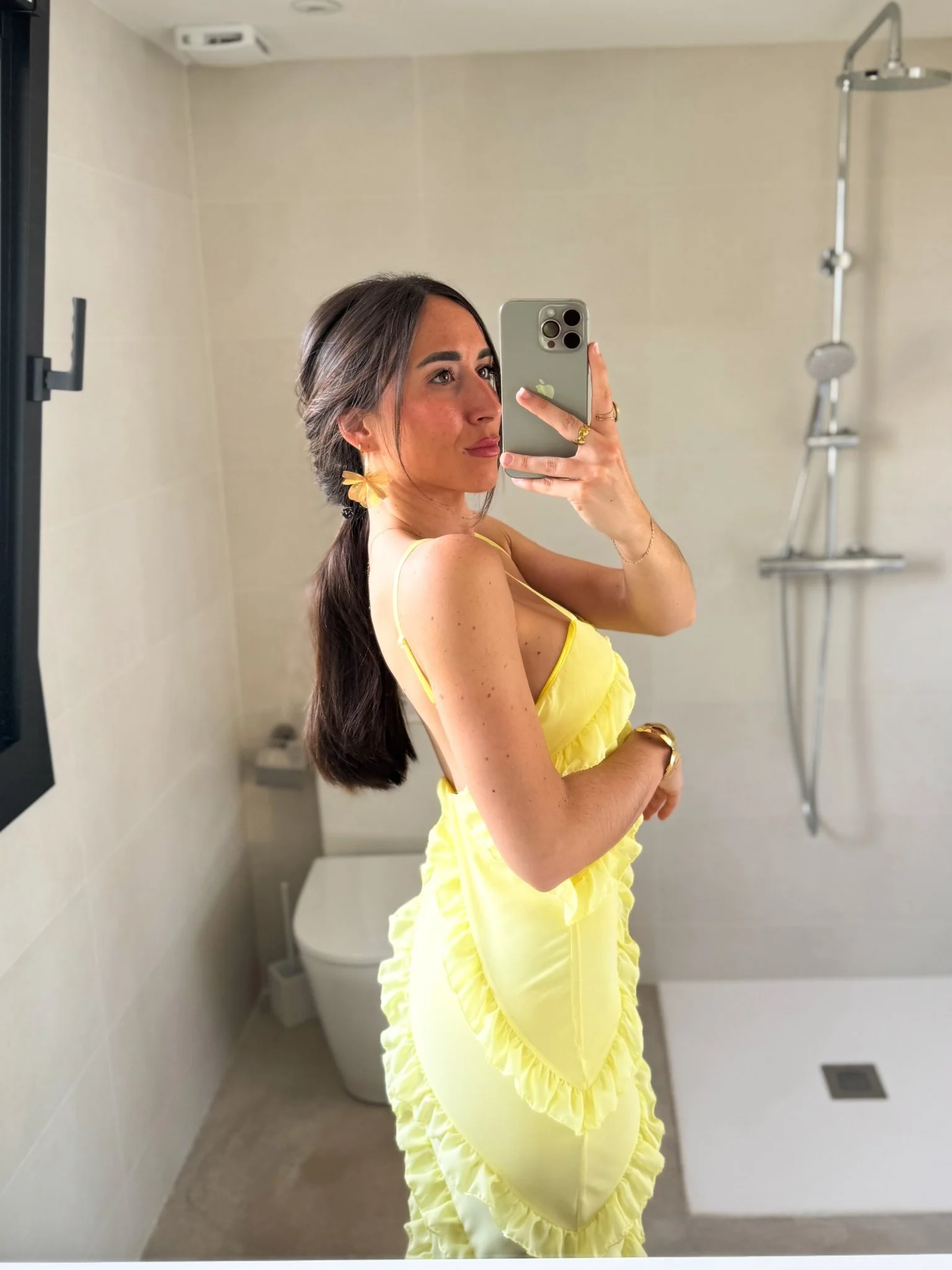 Vestido volantes crepe amarillo - Image 15