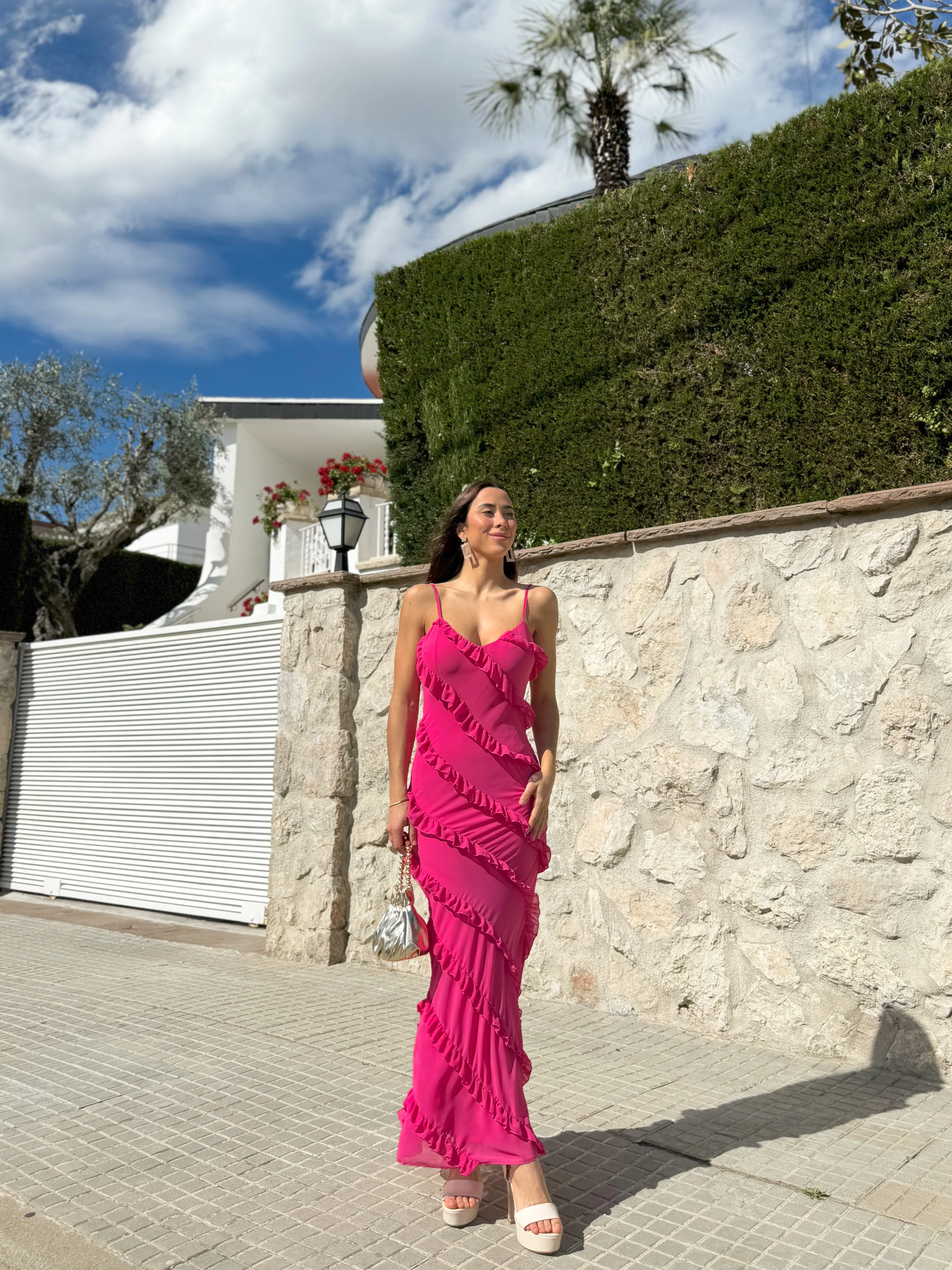 Vestido volantes crepe rosa - Image 6