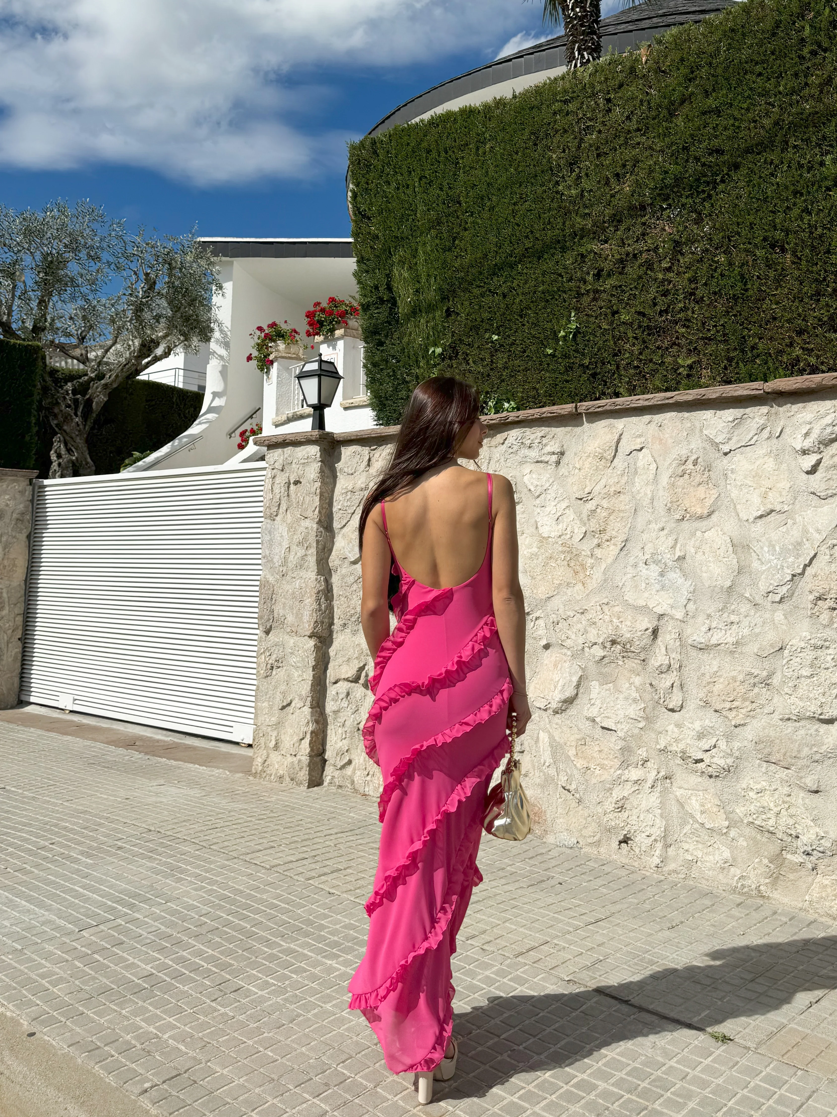 Vestido volantes crepe rosa - Image 8